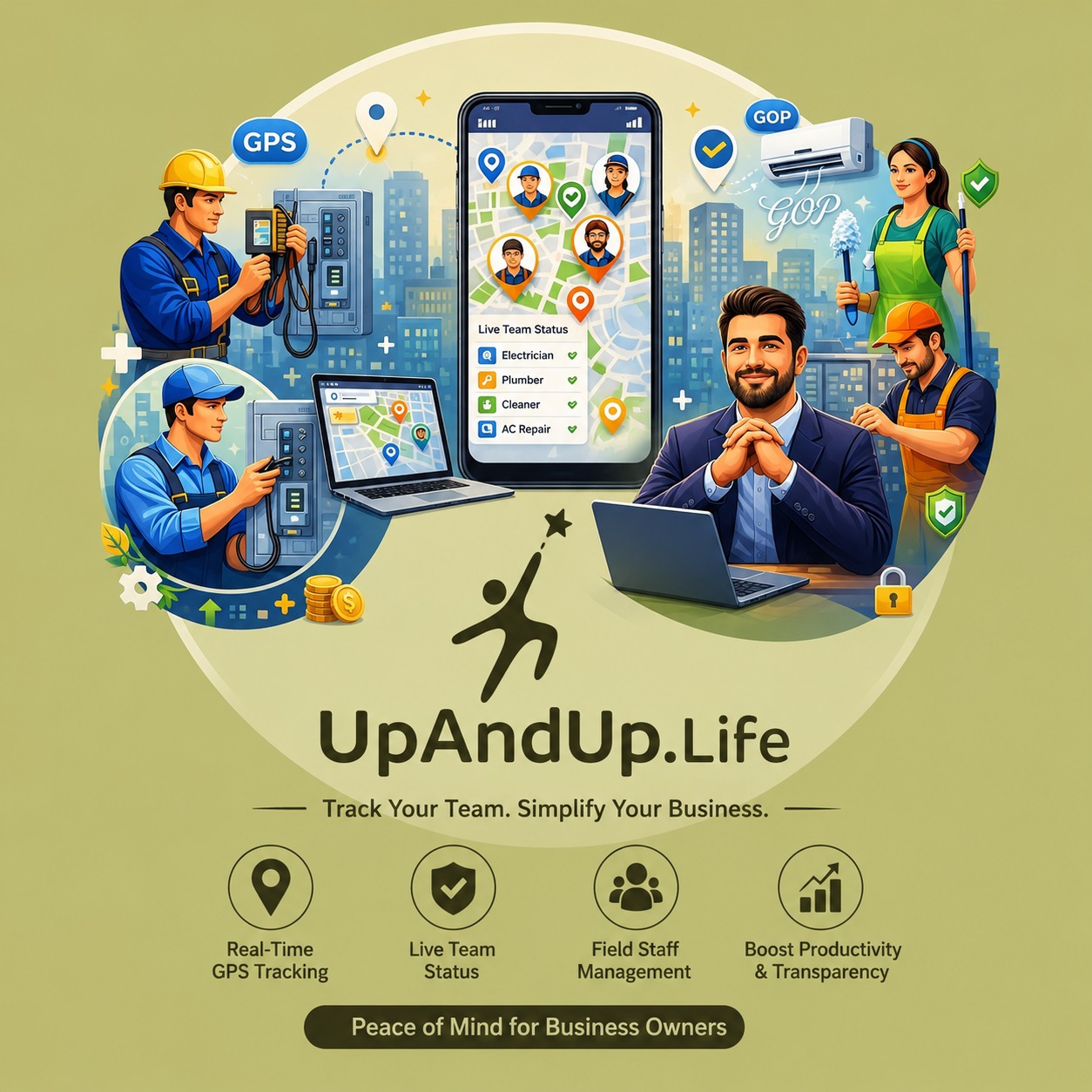 UpAndUp Life – Workforce Management App Dashboard